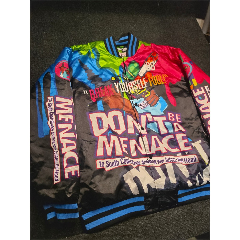 Headgear Classics Dont Be A Menace Loc Dog Satin Varsity Jacket Mens 7XL